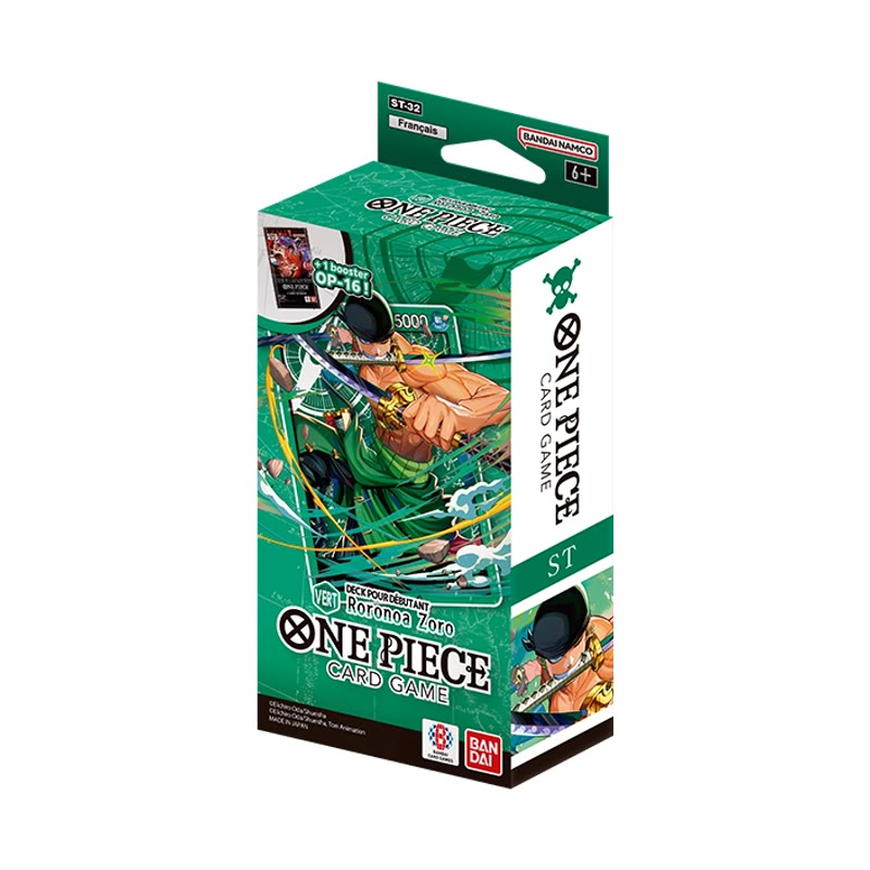 Deck de démarrage One Piece Jeu de cartes — ST-32 Green — Roronoa Zoro