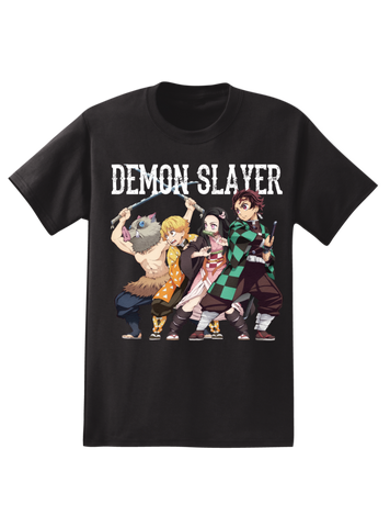 T-shirt Demon Slayer Cast unisexe Black Short Sleeve